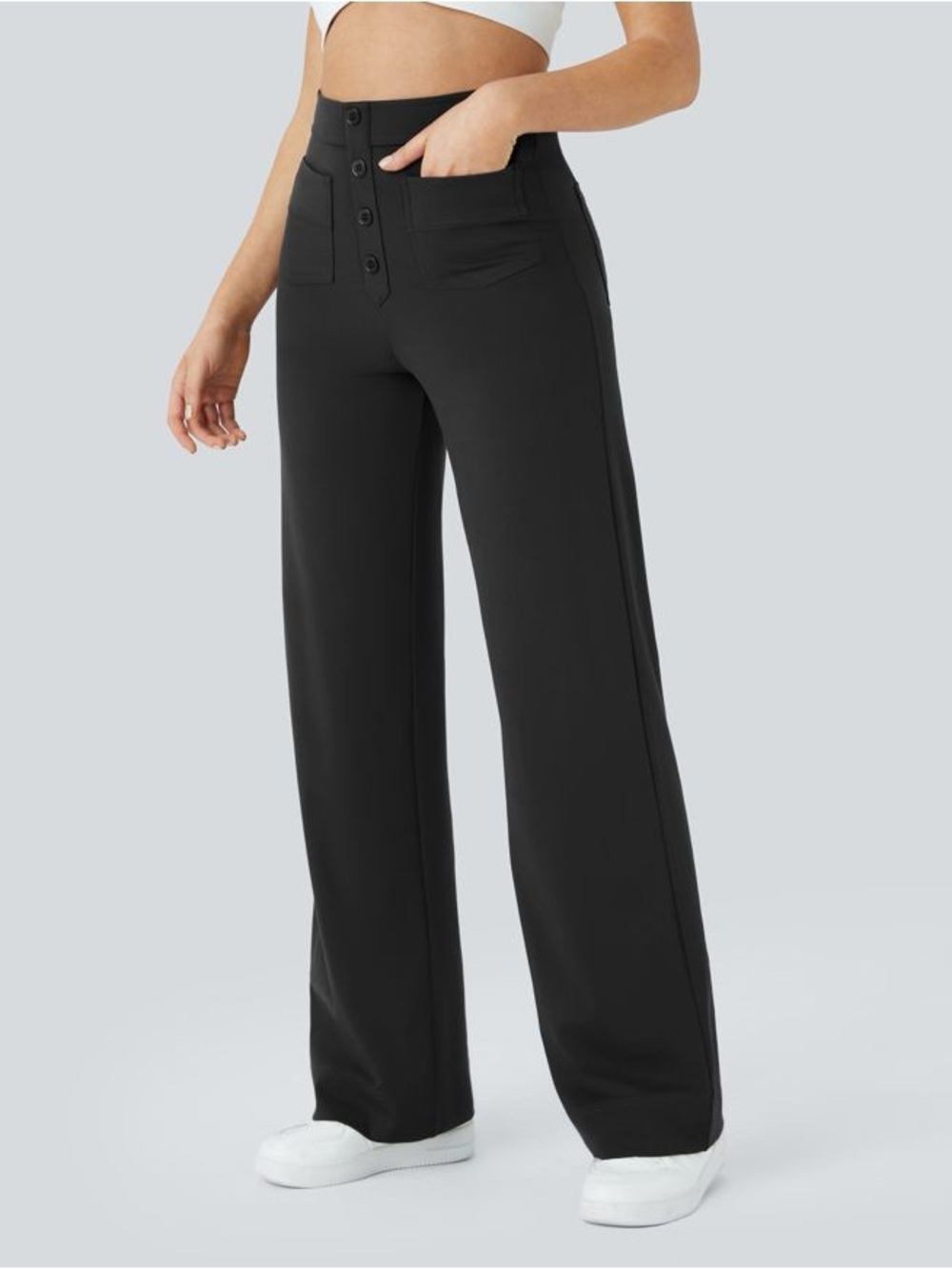 Halara Front Patch Pockets DayStretch High Waisted Pockets Straight Leg Pants